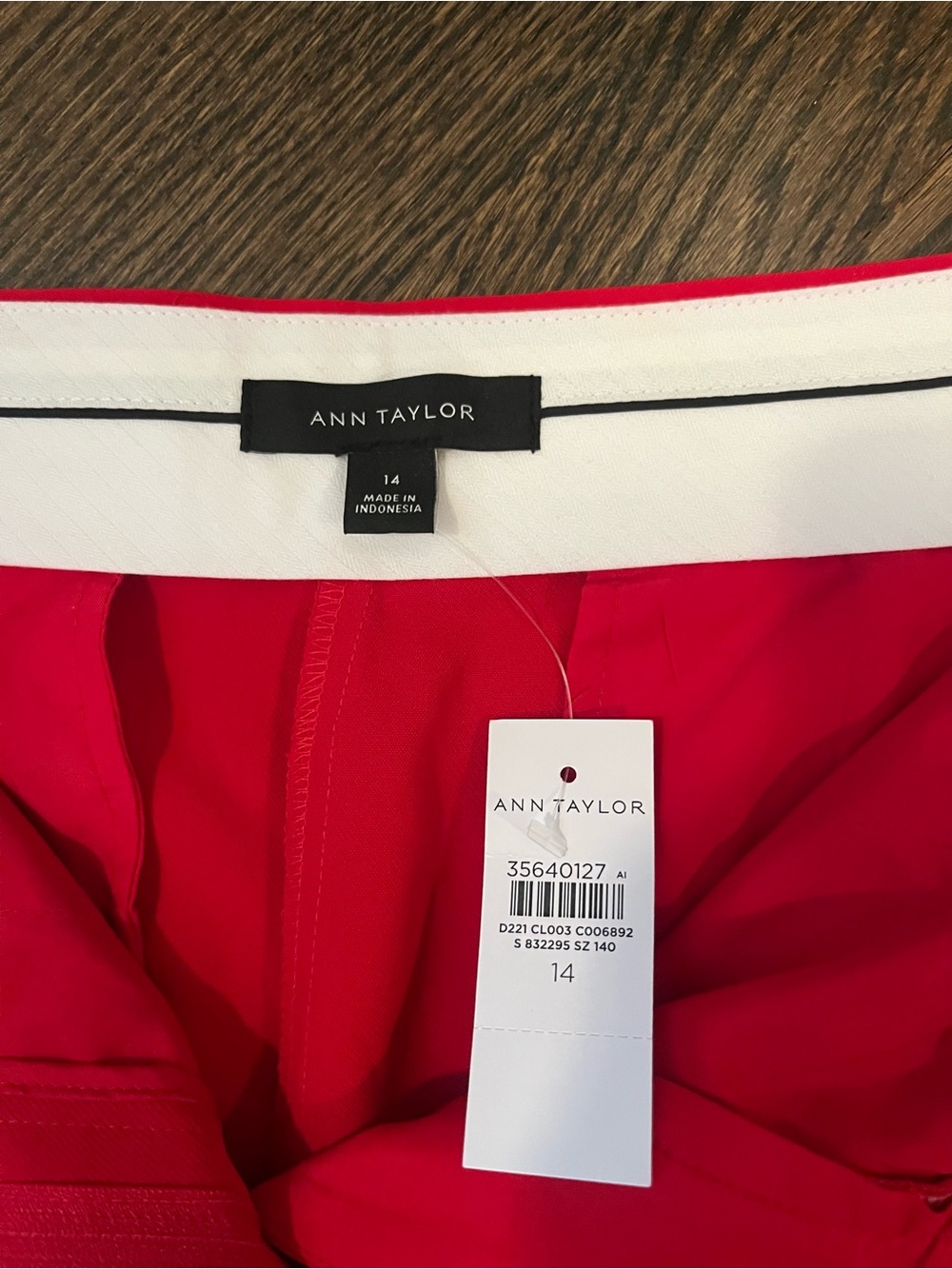 Ann Taylor Red Tailored Pants Wide leg high waist, Brand new w/ tag Size 14 - Picture 6 of 11